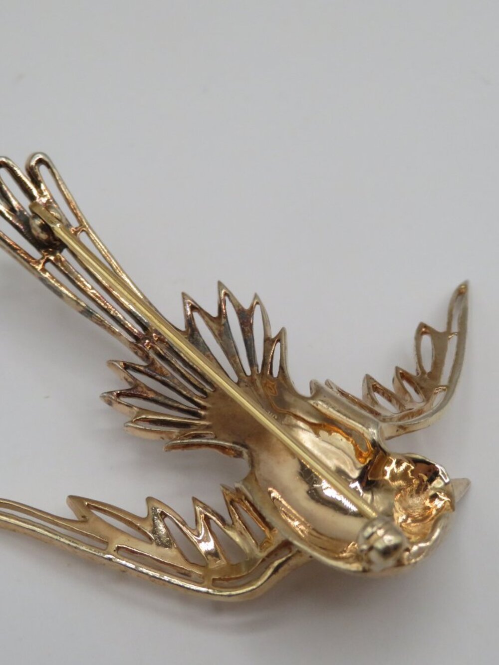 Vintage Hummingbird Gold Over Sterling Brooch - Picture 3 of 7